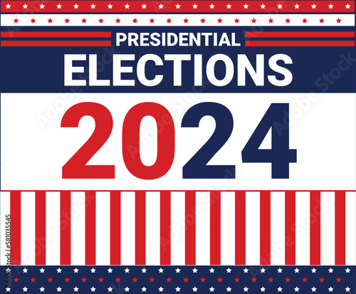 Presidential Election 2024 Replaceable text banner design with American flag colors and stripes. US election vector background