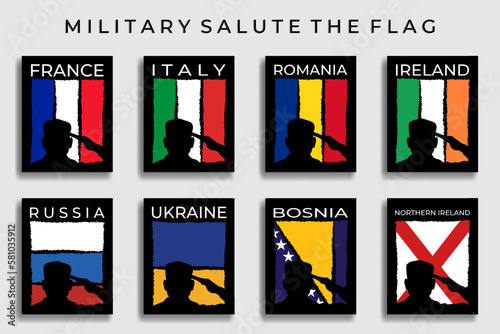 European country parts military salute flag illustration vector collection, suitable for poster, banner, flyer, t-shirt design, brochure, independence day, anniversary etc.