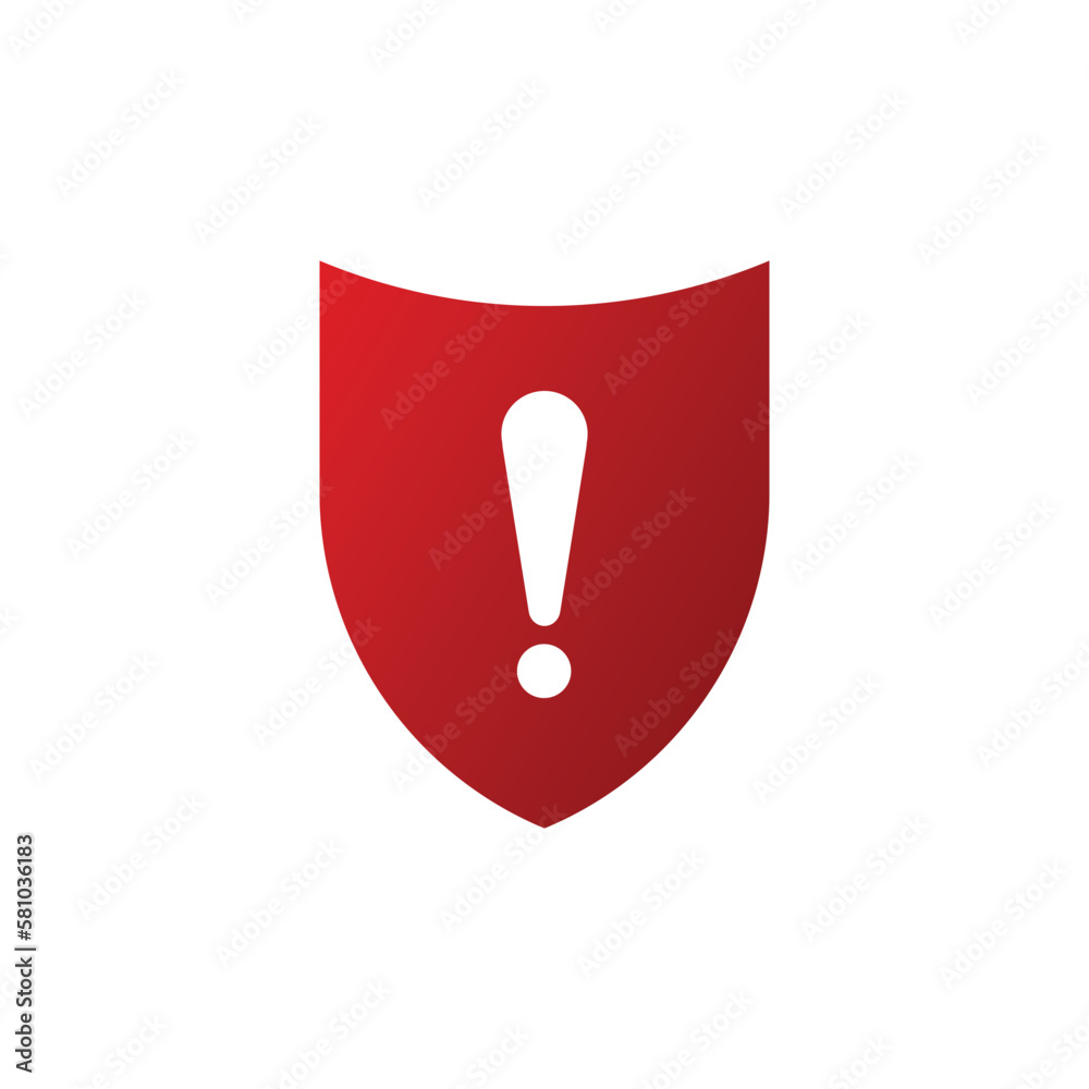 Red shield with exclamation point Red shield with exclamation point