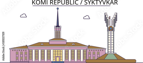 Russia, Syktyvkar tourism landmarks, vector city travel illustration photo