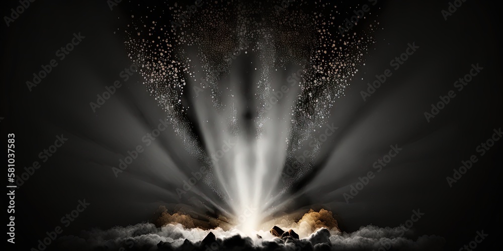 Particle Spotlight Background illuminated by spotlight, enhanced with smoke and ember ...