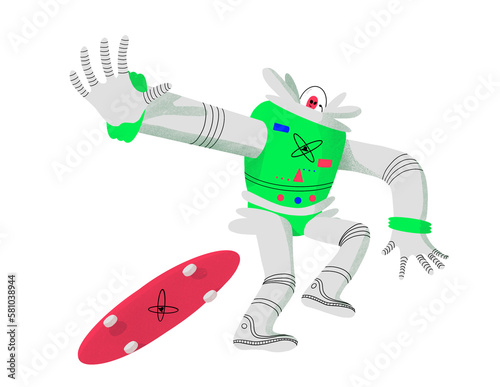 Alien Skateboarding on transparent background