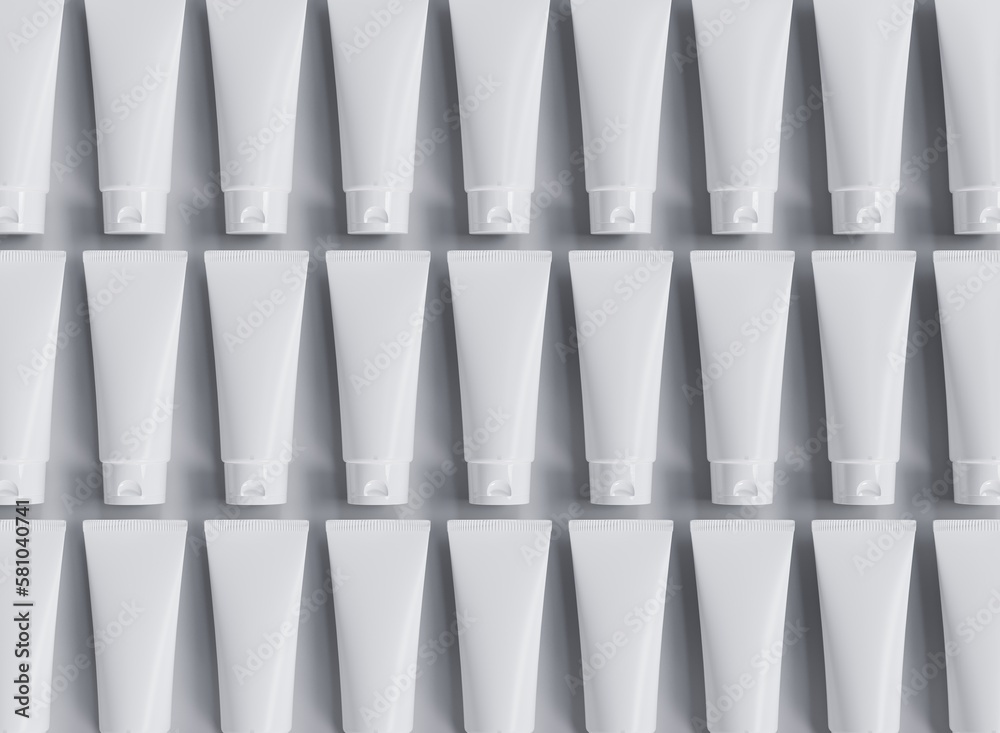 Group of cream tubes flat lay, cosmetic and beauty product commecial template Group of cream tubes flat lay, cosmetic and beauty product commecial template