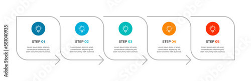 Infographic Design Template. Vector Business Infographic with Icons and 5 Options or Steps. Vector Illustration