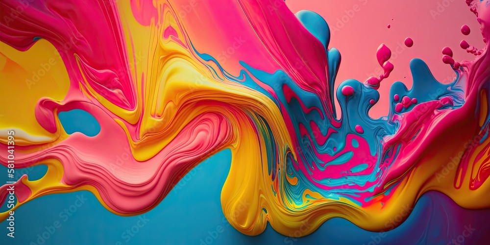Pink and Blue Liquid Paint Background (Generative AI)