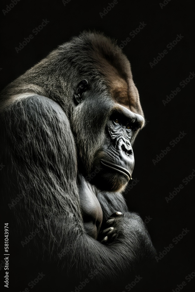 gorilla portrait, ai generated