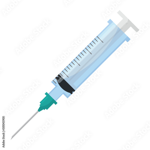 Vector cartoon image of a syringe. The concept of healthcare, medicine and health. Hospital elements for your design.