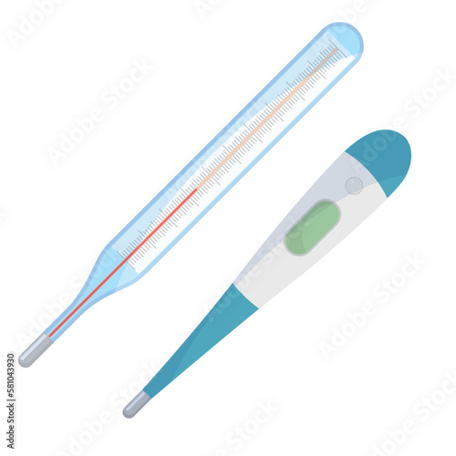 Vector cartoon image of a thermometer. The concept of healthcare, medicine and health. Hospital elements for your design.