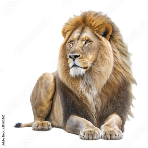 lion isolated on white transparent  ai generated