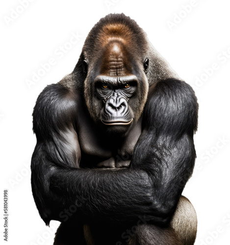 Fotografiet gorilla on white, ai generated
