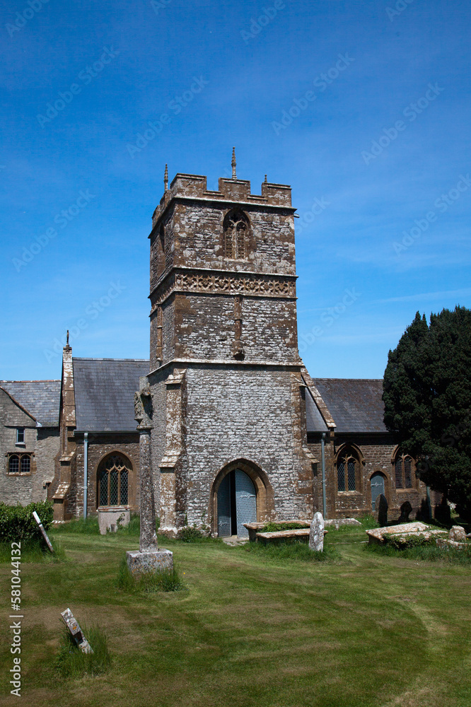 The attractive stonework church of Melbury Bubb in Dorset