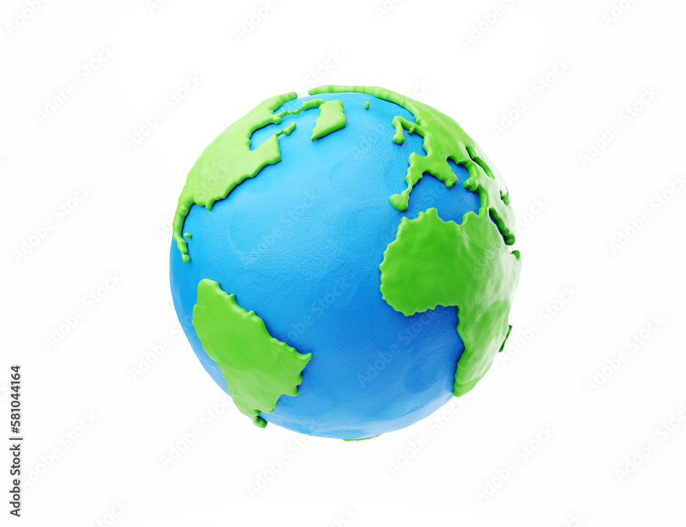 Plasticine cartoon Earth isolated on white background