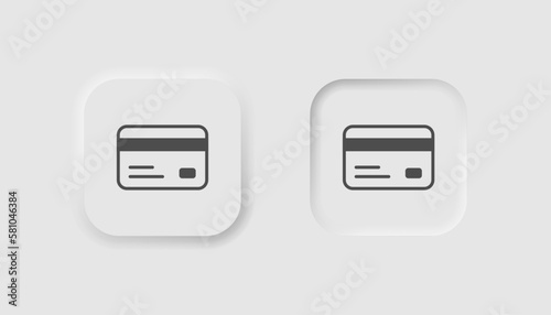 Credit card icon in neumorphism style. Icons for business, white UI, UX. Payment symbol. Online purchase, money, transaction. Neumorphic style. Vector illustration.