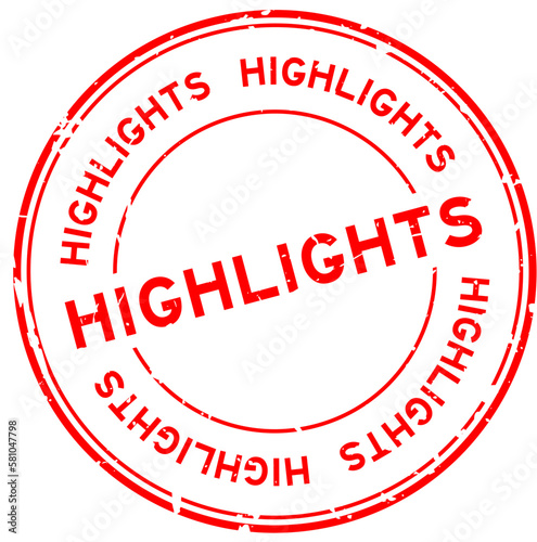 Grunge red highlights word round rubber seal stamp on white background