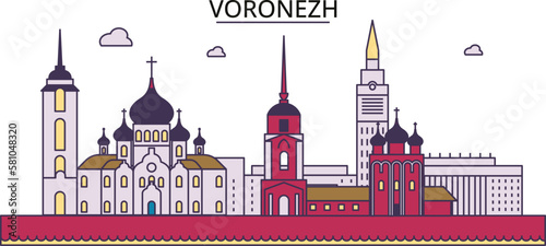 Russia, Voronezh tourism landmarks, vector city travel illustration photo