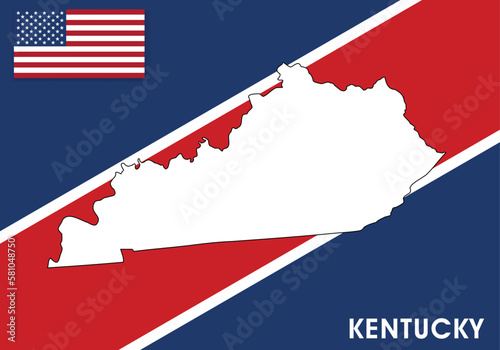 Kentucky - USA, United States of America Map vector template. white color map on flag background for design, infographic - Vector illustration eps 10