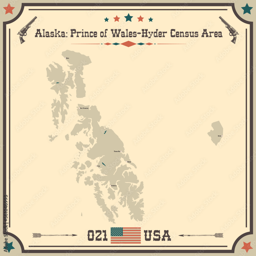 Large and accurate map of Prince of WalesHyder Census Area, Alaska