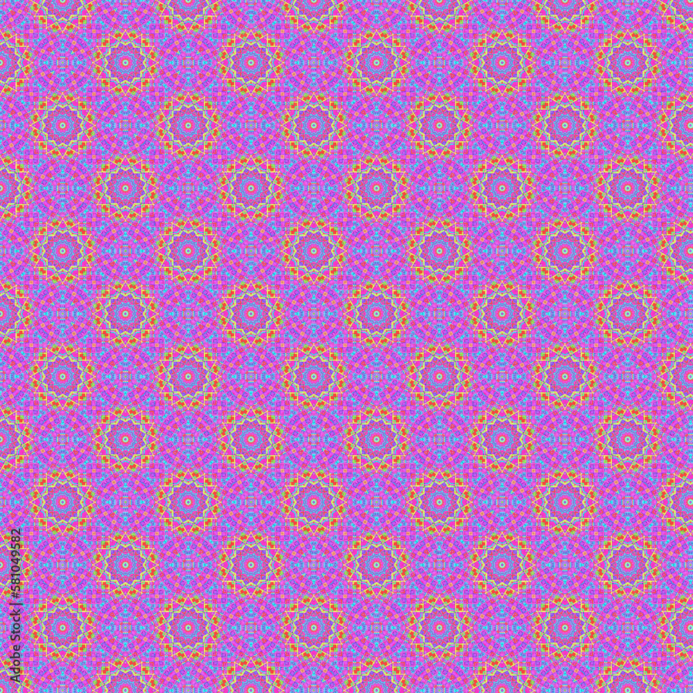 Purple seamless pattern with geometric flowers Purple seamless pattern with geometric flowers