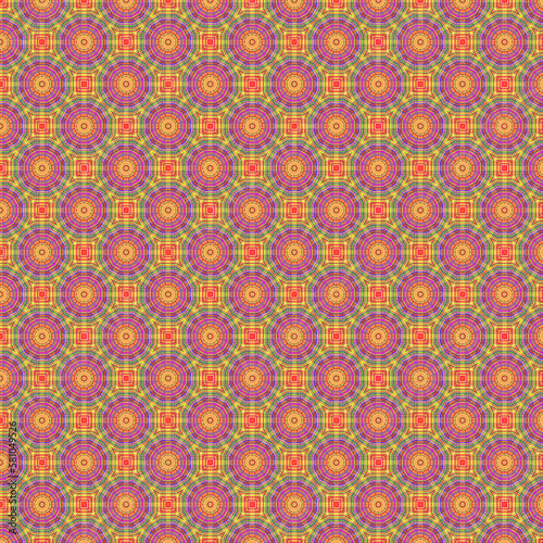 bright pattern with geometric flowers