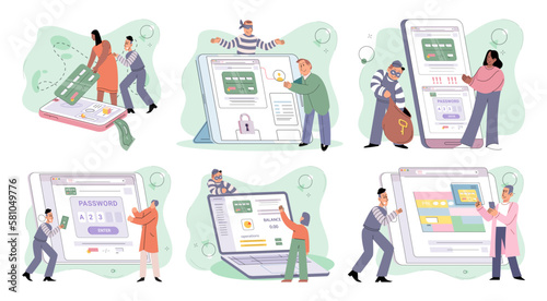 Concept of hacker attack, fraud investigation, internet phishing attack. Fraud prevention. Internet user open scam email. Stealing privacy account and password. Cyber criminal stealing personal data