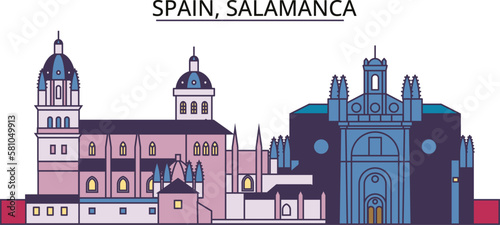 Spain, Salamanca tourism landmarks, vector city travel illustration photo
