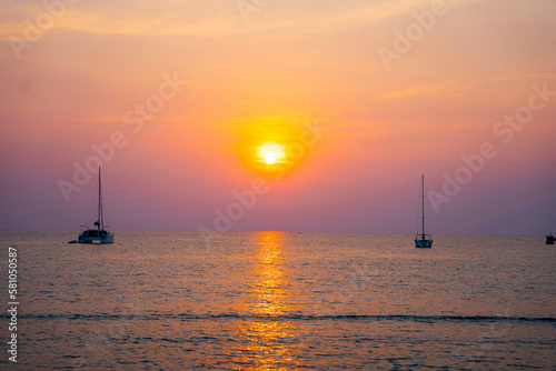 Photographs of the sunset at the sea, Thailand.
