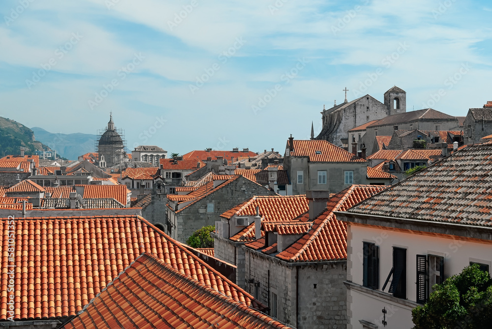 Dubrovnik roofs landscape in Croatia