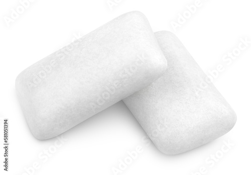 Two pieces of chewing gums isolated on transparent background photo