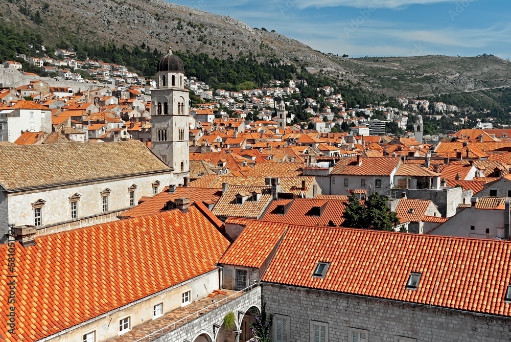 Dubrovnik roofs landscape in Croatia