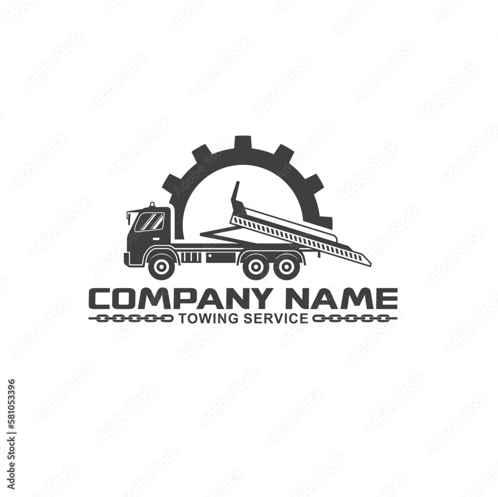 illustration of towing truck service, vector art.