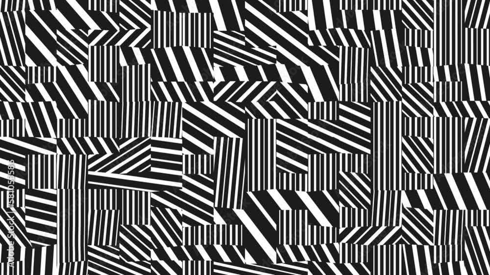 Abstract background with black and white stripes.Seamless loop video. Abstract background with black and white stripes.Seamless loop video.