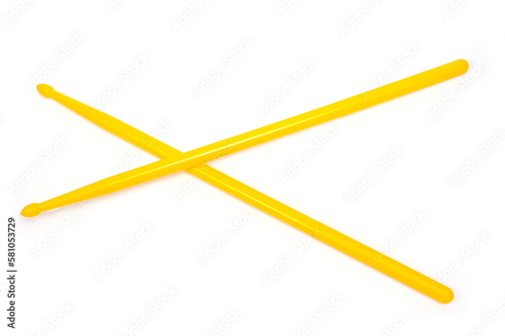 Set of drum sticks professional yellow nylon for playing percussion instruments. Set of drum sticks professional yellow nylon for playing percussion instruments.