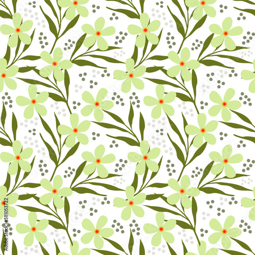 Folk art floral seamless pattern background.