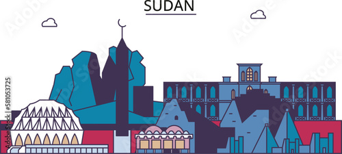 Sudan tourism landmarks, vector city travel illustration photo