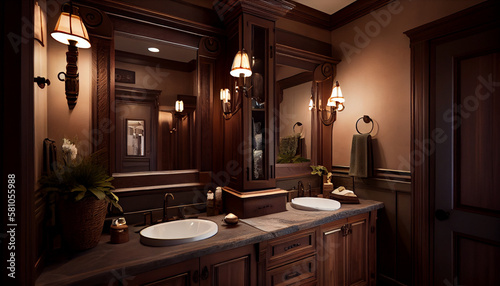 bathroom interior design, tradicional styling, generative ai