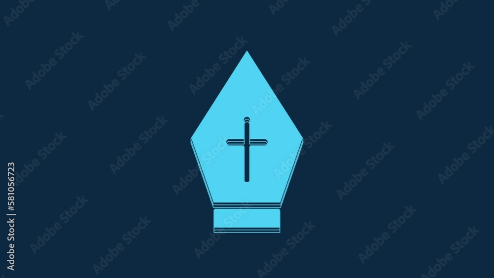 Blue Pope hat icon isolated on blue background. Christian hat sign. 4K Video motion graphic animation Blue Pope hat icon isolated on blue background. Christian hat sign. 4K Video motion graphic animation