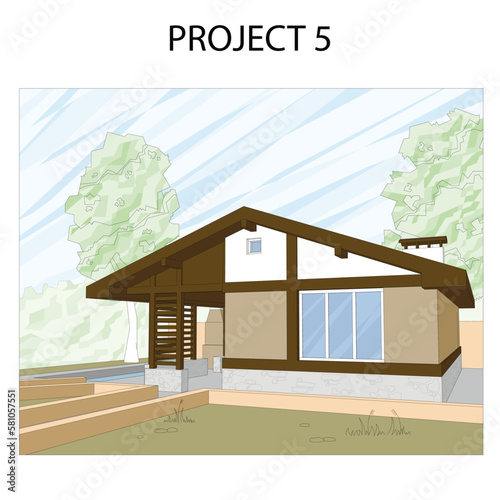 Vector architectural project of a sauna or banya