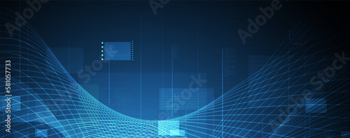 Quantum processing. Deep learning artificial intelligence. Future new technology  for business or science presentation