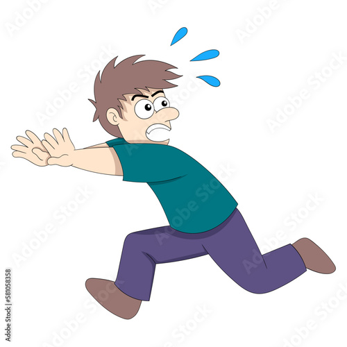 the scared-looking nerd boy was running away