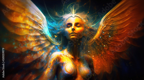 Angel spirit guide watching over us. Generative Ai.