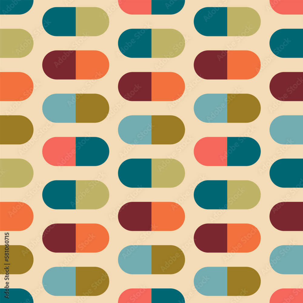 Aesthetic mid century printable seamless pattern with retro design. Decorative 50`s, 60's, 70's style Vintage modern background in minimalist mid century style for fabric, wallpaper or wrapping Aesthetic mid century printable seamless pattern with retro design. Decorative 50`s, 60's, 70's style Vintage modern background in minimalist mid century style for fabric, wallpaper or wrapping