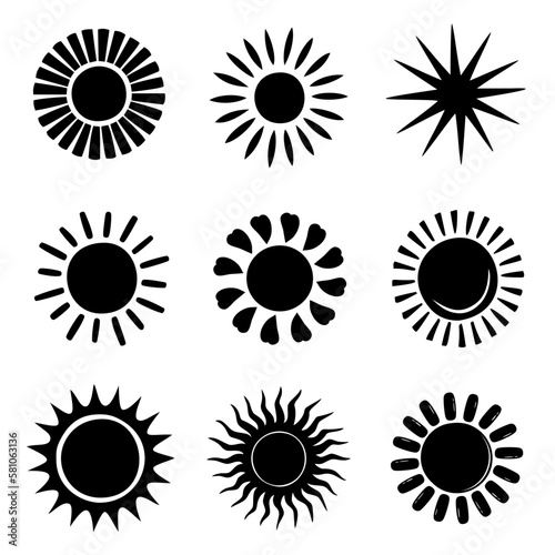 Obraz na płótnie Sun icon set clipart. Vector illustration flat design. w salonie