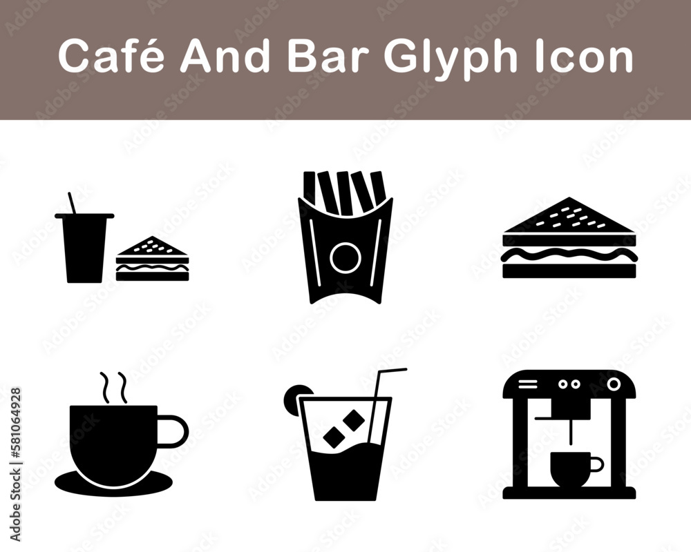 Cafe And Bar Vector Icon Set