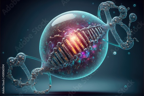 science and technology genetic correction of human cells by means of gene therapy, created with generative ai
