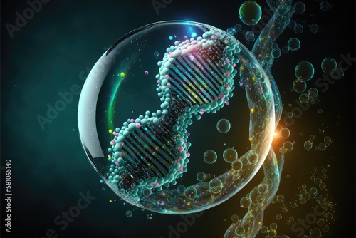 science and technology genetic correction of human cells by means of gene therapy, created with generative ai photo