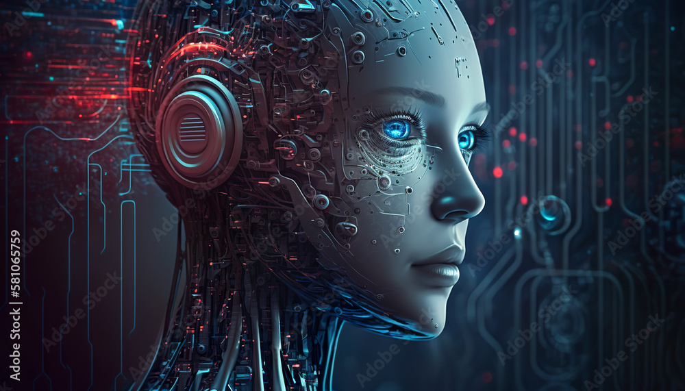Artificial intelligence, Digital 3d render of a technology robot, Generative AI Artificial intelligence, Digital 3d render of a technology robot, Generative AI