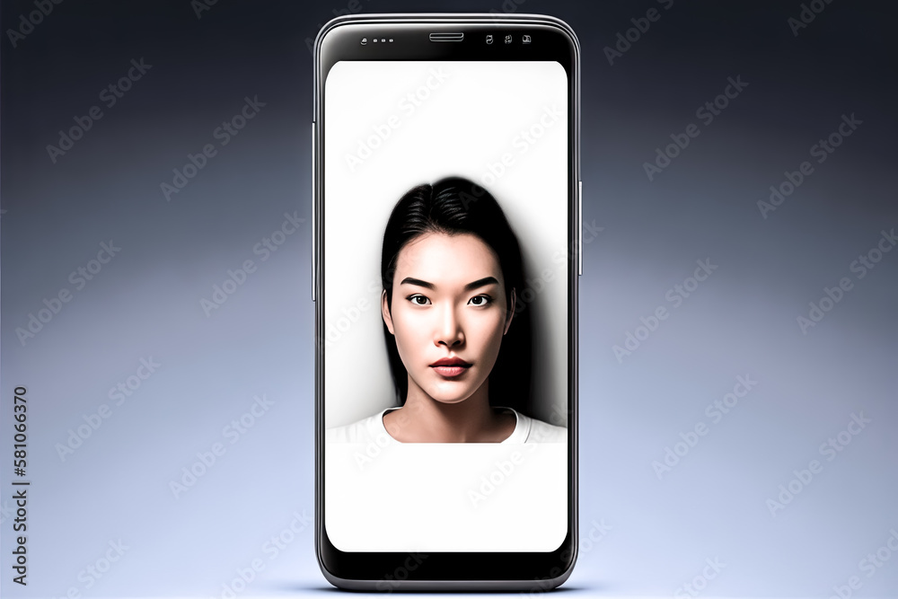A blank mobile phone screen belonging to a young person is seen - generative ai. A blank mobile phone screen belonging to a young person is seen - generative ai.
