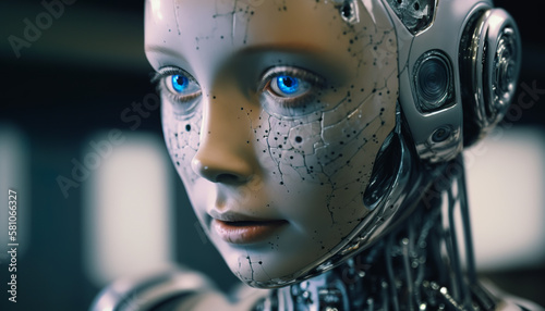 Artificial intelligence  Digital 3d render of a technology robot  Generative AI