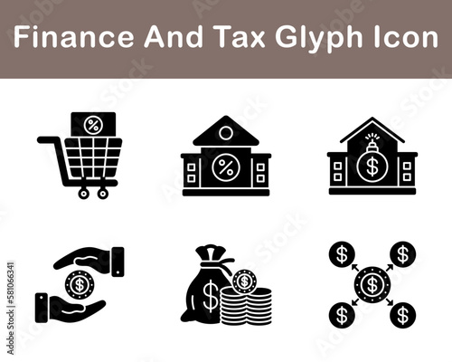 Finance And Tax Vector Icon Set photo