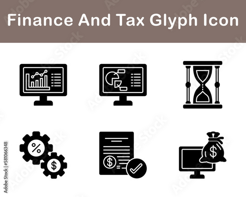 Finance And Tax Vector Icon Set photo